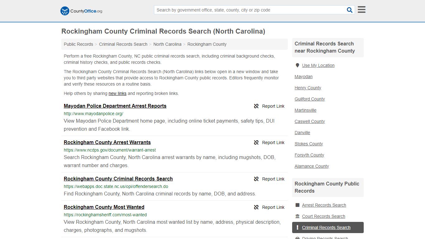 Rockingham County Criminal Records Search (North Carolina) - County Office