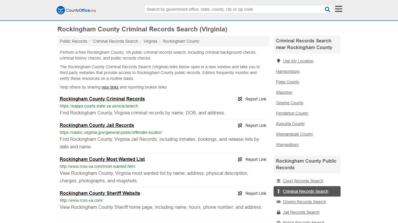 Rockingham County Criminal Records Search (Virginia)